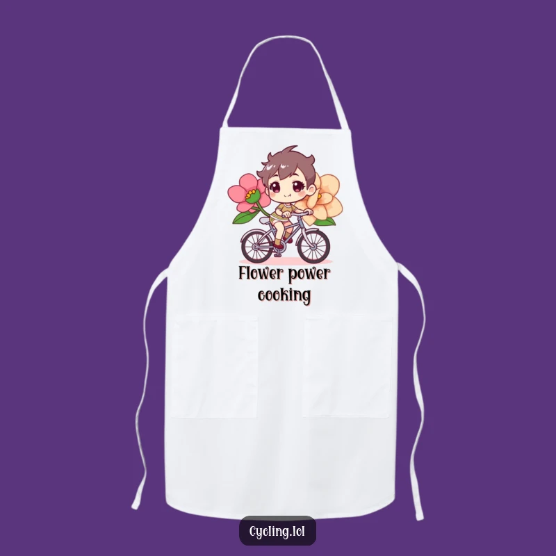 Funny Bicycle Flower Apron, Determined Chef, Cheerful Garden, Cooking Accessory
