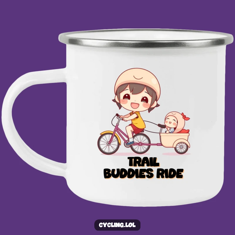 Durable Funny Bicycle Camping Mug, Happy Rider, Laughing Passenger, Adventure Cup