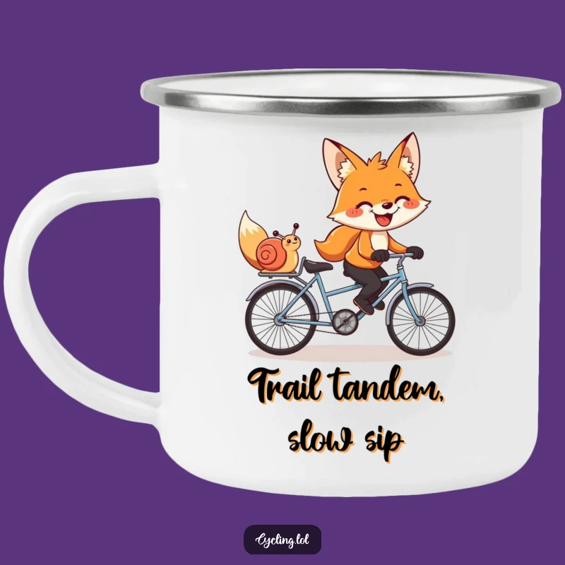 Funny Fox & Snail Camping Mug: Outdoor Tandem Fun, Unique Funny Gift