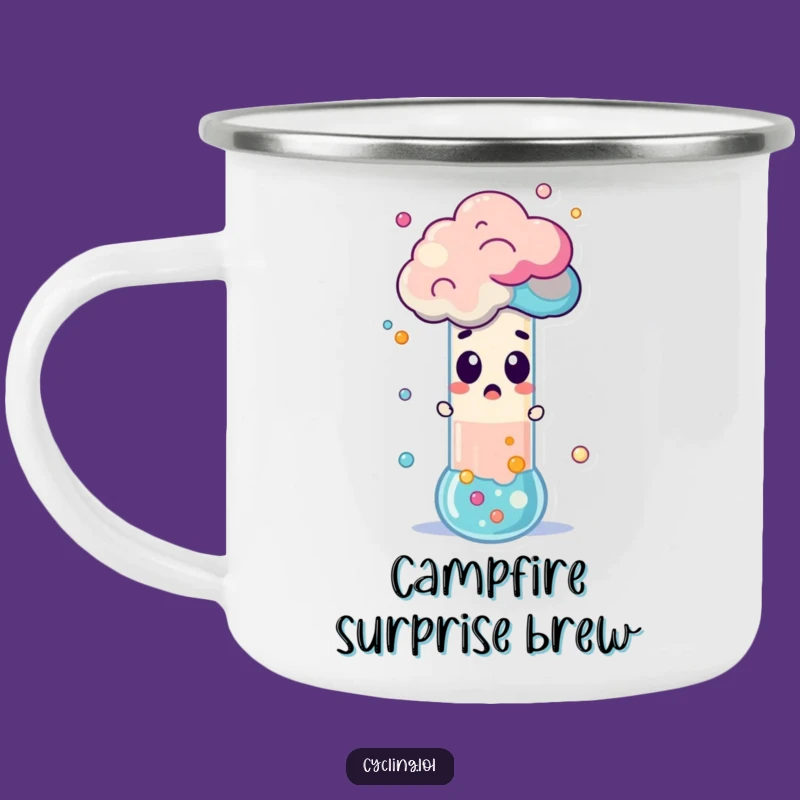 Funny Science Camping Mug: Eruption Enamel Mug, Awesome Funny Gift