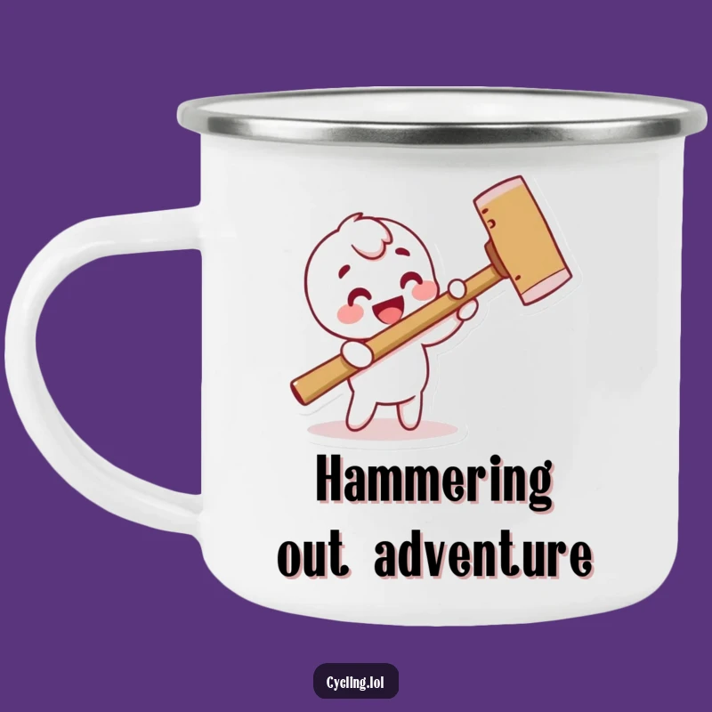 Funny Camping Mug: Outdoor Hammering Character Enamel Cup, Great Funny Gift