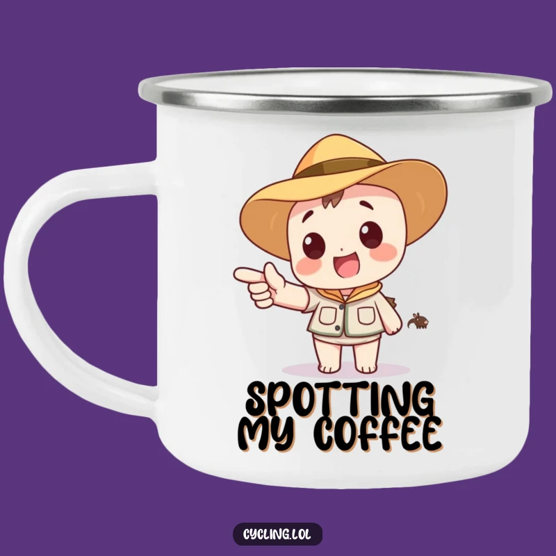 Funny Safari Adventure Camping Mug: Explore with Character's Excited Discovery