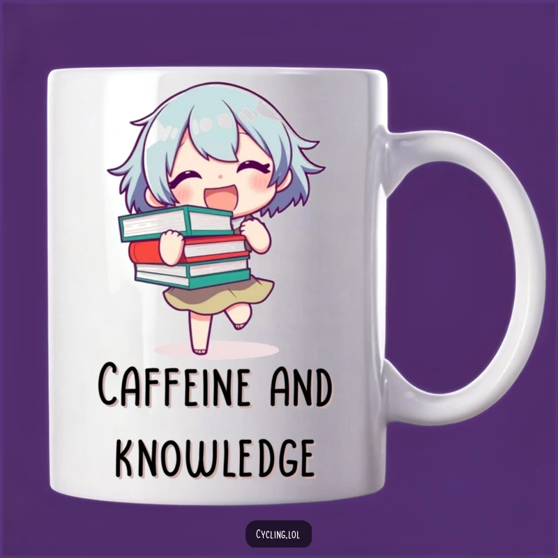 Funny Book Lover Mug: Joyful Reader Balancing Books Funny Gift