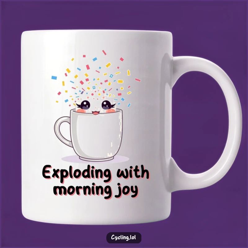 Funny Bursting Mug Character, Sparkling Surprise, Hilarious Coffee Lover Gift!