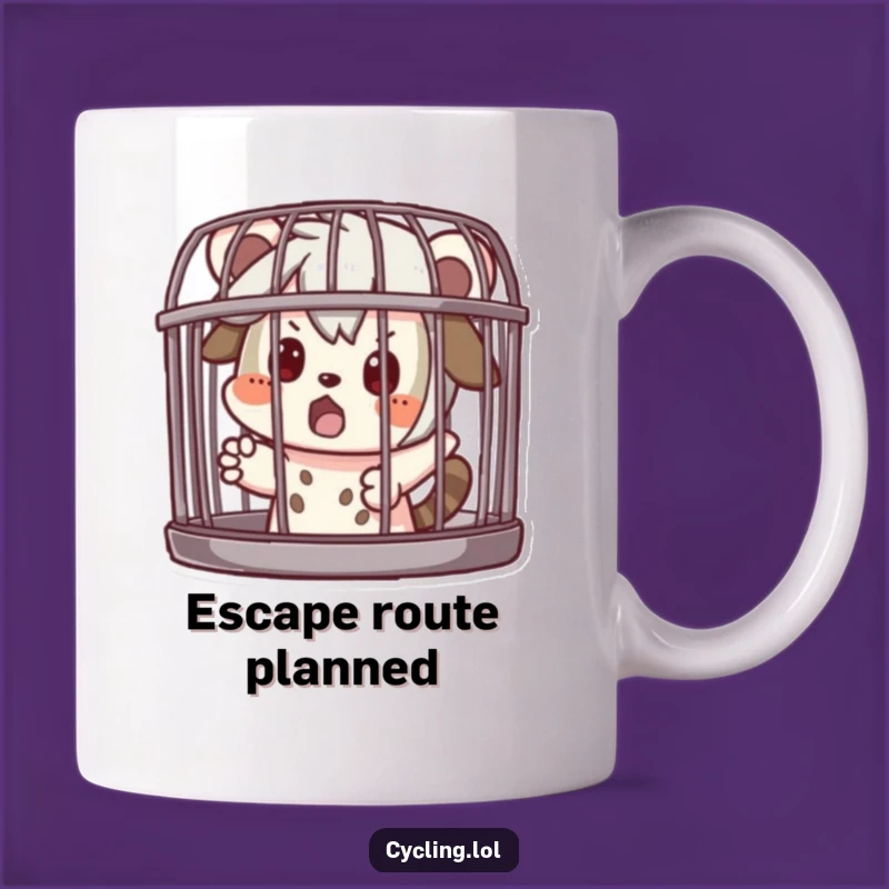 Funny Escape Artist Mug: Caged Character Surprise - Hilarious Gift for Jokers