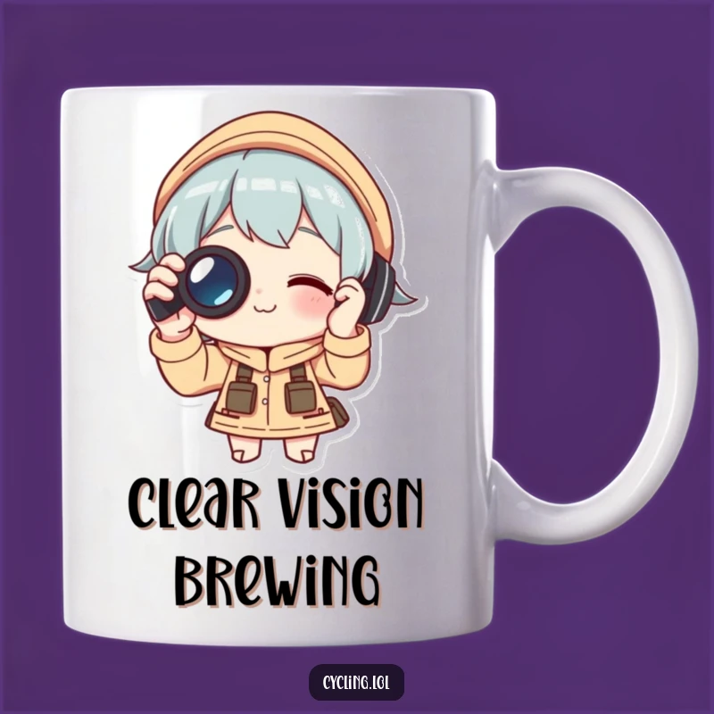 Funny Explorer Mug: Binocular Character Focusing - Perfect Gift for Bird Watchers & Travelers