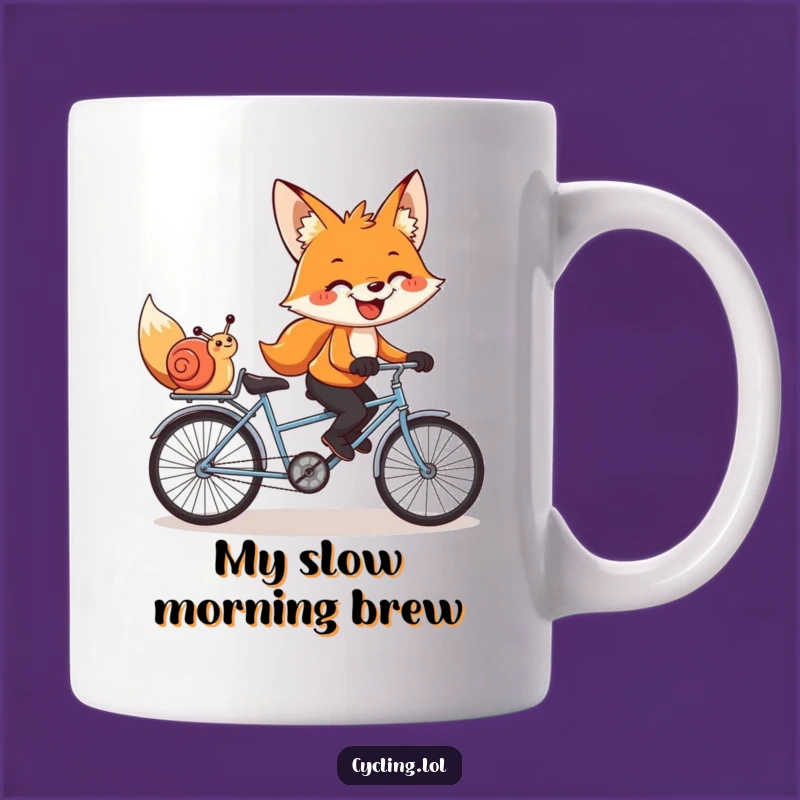 Funny Fox & Snail Mug: Tandem Bike Humor, Perfect Funny Gift