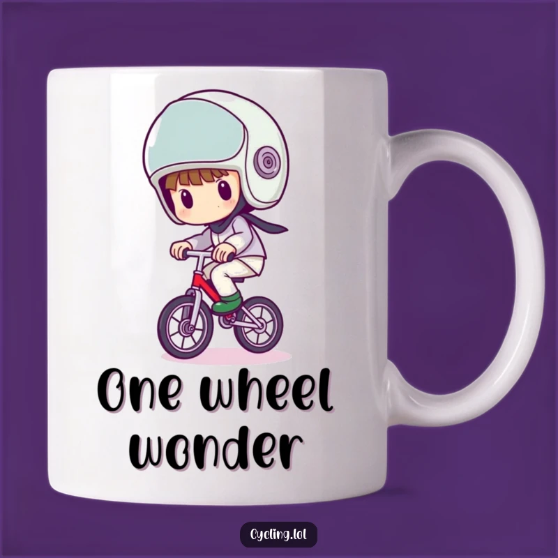Funny Unicycle Wobble Mug - Big Helmet Character, Perfect Hilarious Gift
