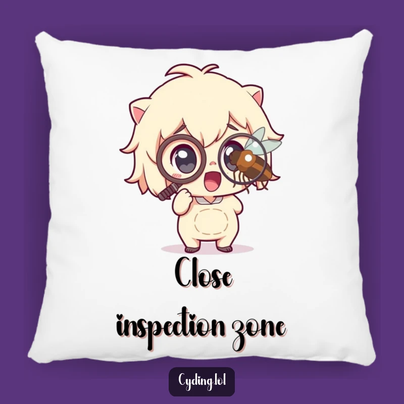 Funny Accent Pillow: Monocle Character Magnifying Insect - Cozy and Humorous Decor