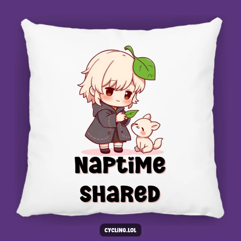 Funny Kindness Pillow: Cozy Comfort with Character's Gentle Leaf Gesture