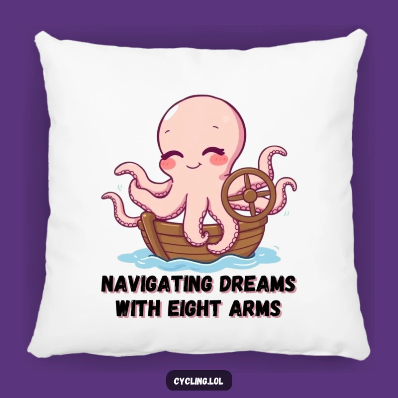Funny Octopus Boat Captain Pillow: Winking Cephalopod Cushion, Perfect Comfy Funny Gift