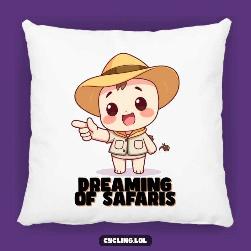 Funny Safari Adventure Pillow: Cozy Comfort with Character's Exciting Point