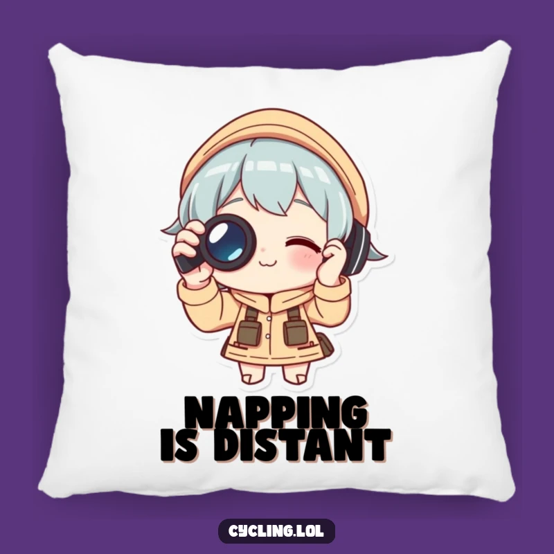 Funny Accent Pillow: Binocular Character Focusing - Cozy and Humorous Decor