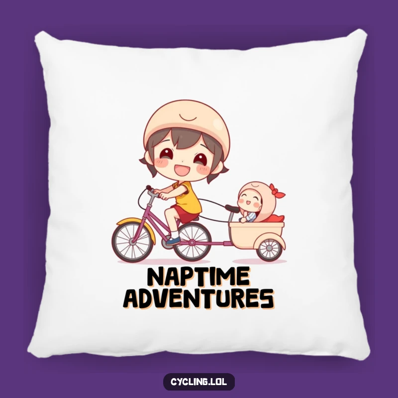 Comfy Funny Bicycle Pillow, Happy Rider, Laughing Passenger, Cozy Accent Pillow