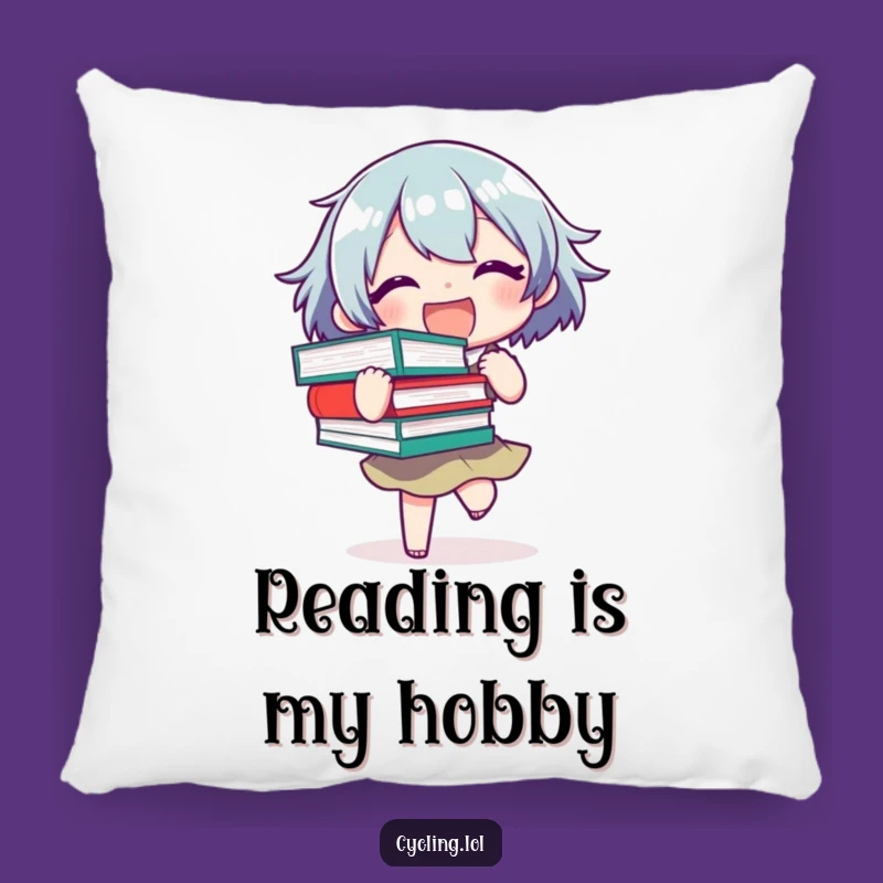 Funny Book Lover Pillow: Reader Balancing Books Accent Pillow, Cozy Funny Gift