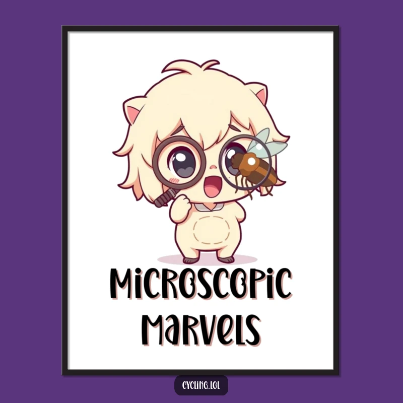 Funny Digital Art: Monocle Character Magnifying Insect - Humorous Wall Decor Download