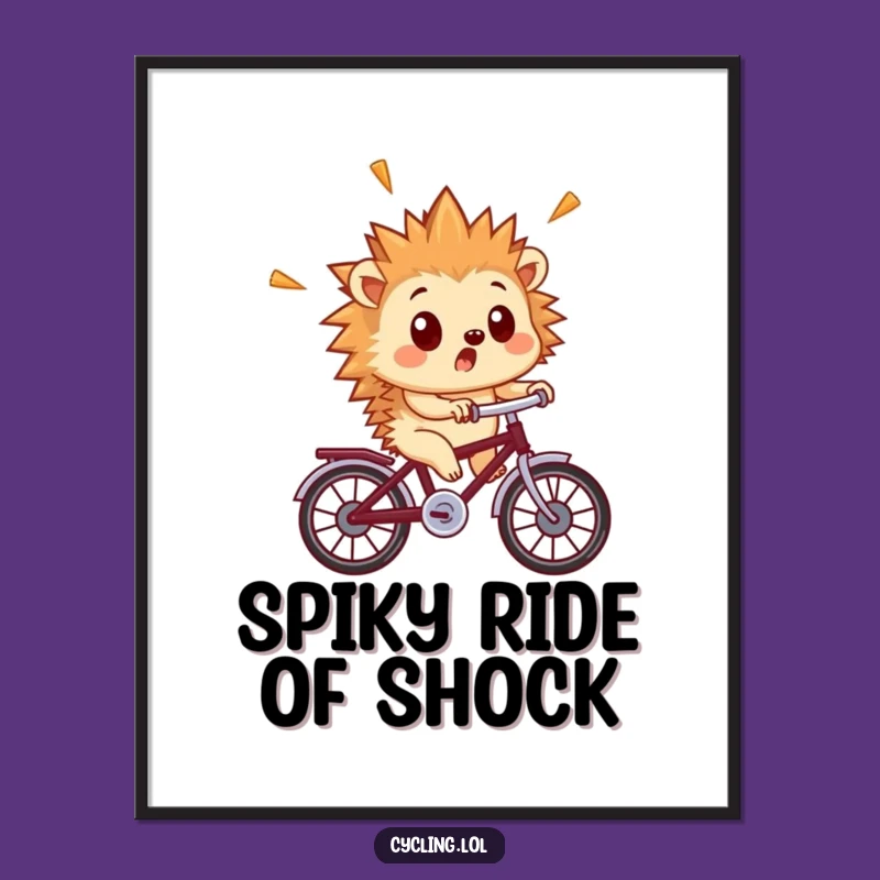 Funny Hedgehog Surprise Bike Digital Art - Quills Print Gift
