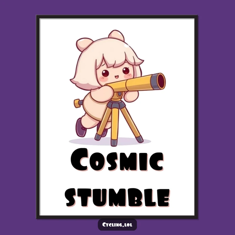 Funny Tripping Astronomer Digital Print: Capture Cosmic Comedy, A Unique Funny Gift!