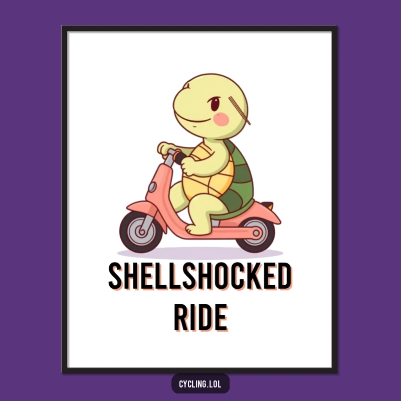 Funny Turtle Scooter Digital Art: Hilarious Retro Decor, Instant Download Gift