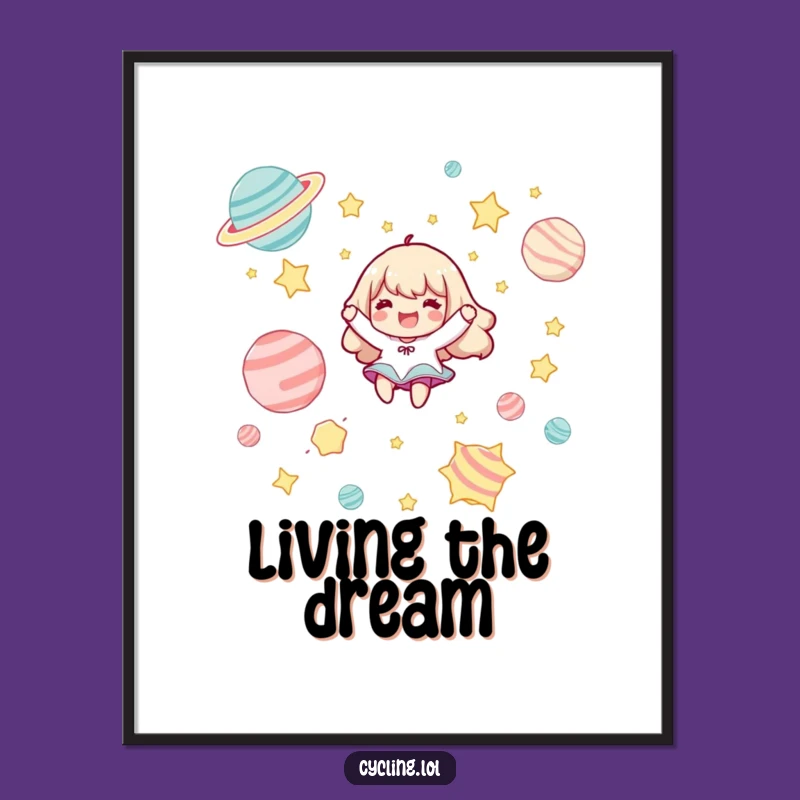 Funny Cosmic Float Digital Art: Vibrant Joyful Art, Instant Funny Gift Download