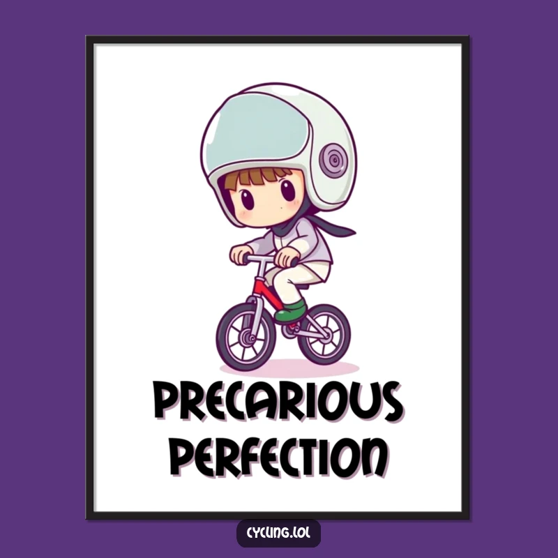 Funny Unicycle Wobble Digital Art - Big Helmet Character, Quirky Funny Gift
