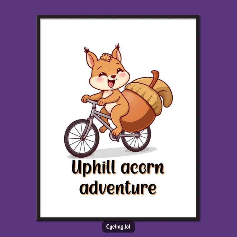 Funny Squirrel Uphill Bike Digital Art - Comical Struggle Print Gift