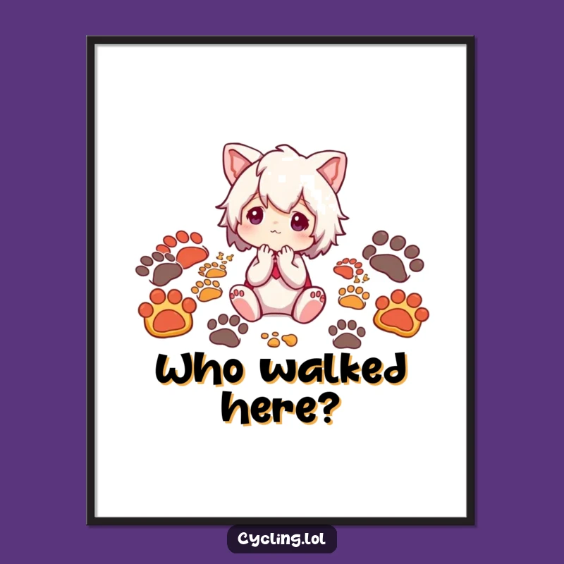 Funny Nature Explorer Digital Art: Character's Thoughtful Animal Track Scene