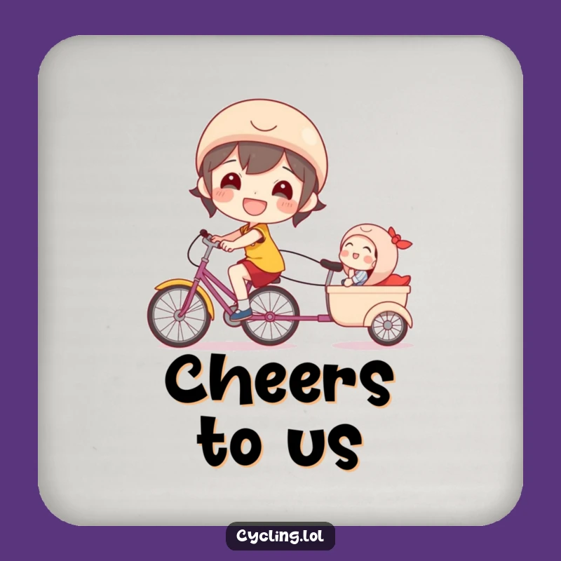 Funny Bicycle Drink Coasters, Happy Rider, Laughing Passenger, Set of Joyful Protectors