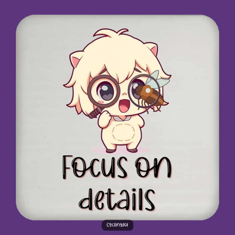 Funny Coaster Set: Monocle Character Magnifying Insect - Humorous Table Protection