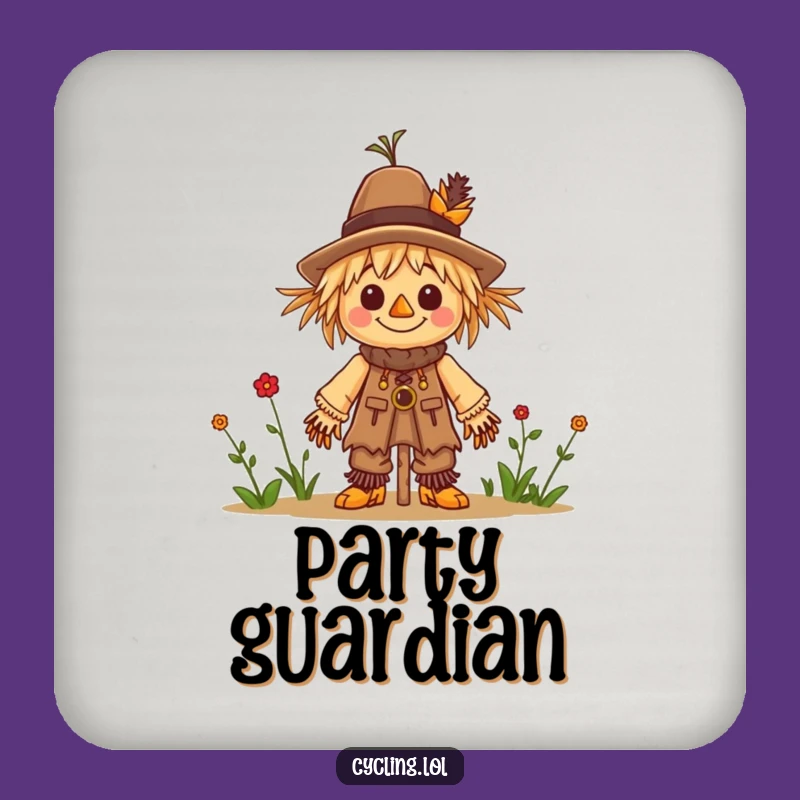 Funny Scarecrow Builder Drink Coaster: Protect Surfaces with Crafty Charm