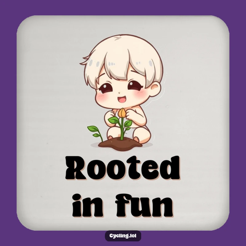 Funny Sprout Gardener Coaster: Protect Surfaces with a Character's Plant Joy