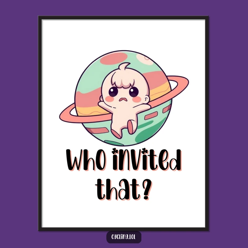 Funny Planet Dodge Poster: Startled Character Art, Unique Funny Gift Idea