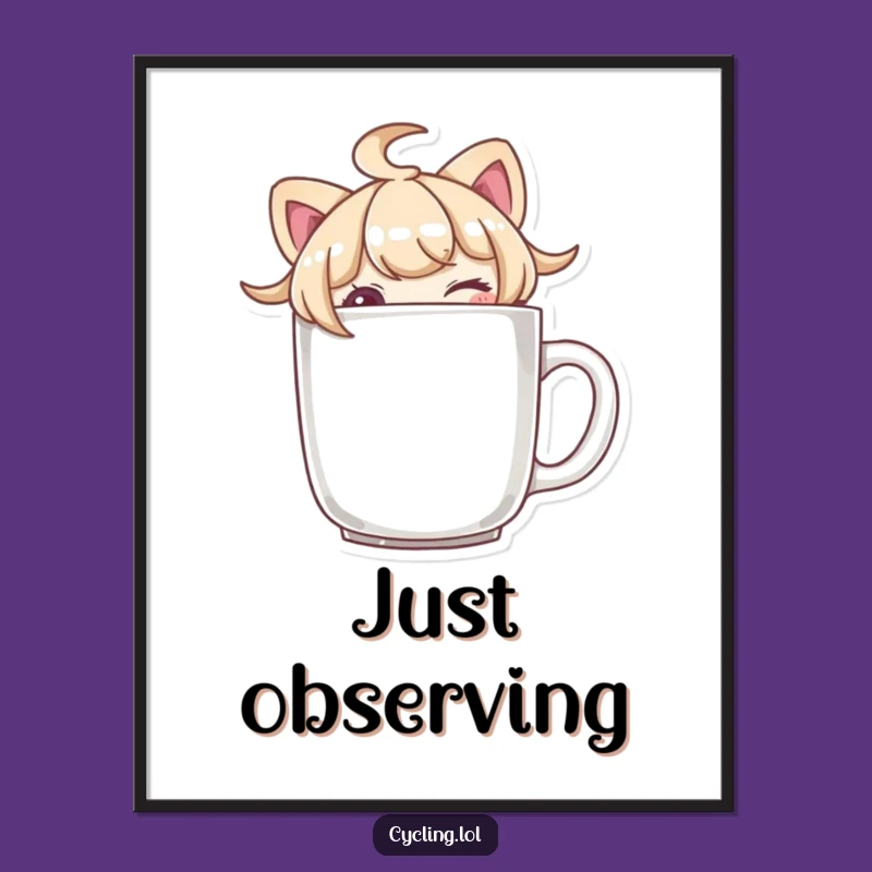 Funny Winking Mug Peeker Poster - Playful Wall Art for Mischief Makers!