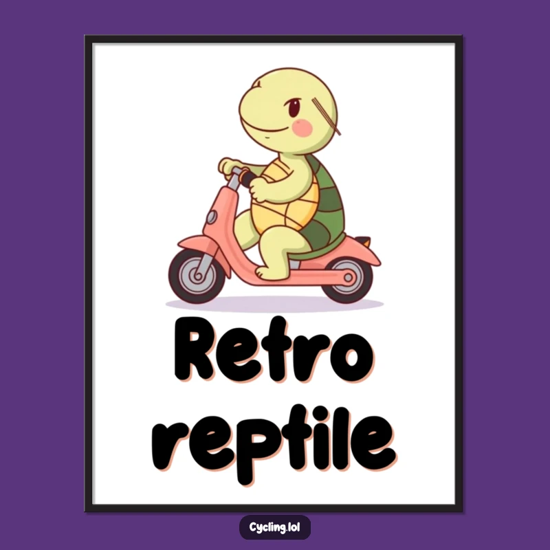 Funny Turtle Scooter Poster: Hilarious Retro Ride Art, Perfect Gift