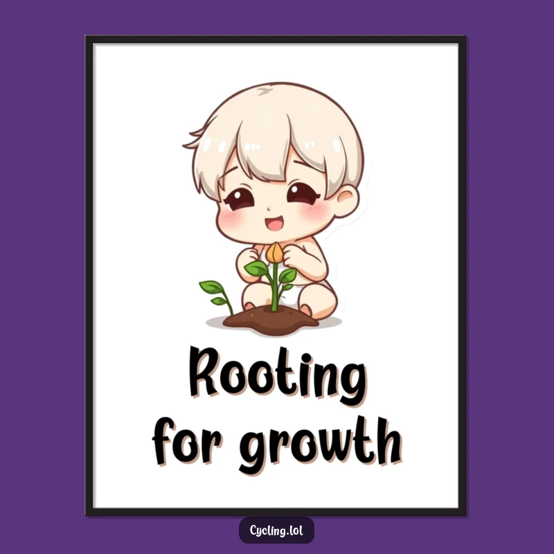 Funny Sprout Gardener Poster: Wall Art of Character's Plant Joy