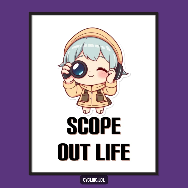 Funny Observation Poster: Binocular Character Focusing - Humorous Wall Decor Gift