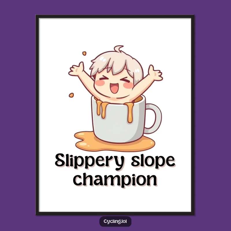Funny Poster: Hilarious Character Slip on Spill, Comical Art Print & Gag Gift