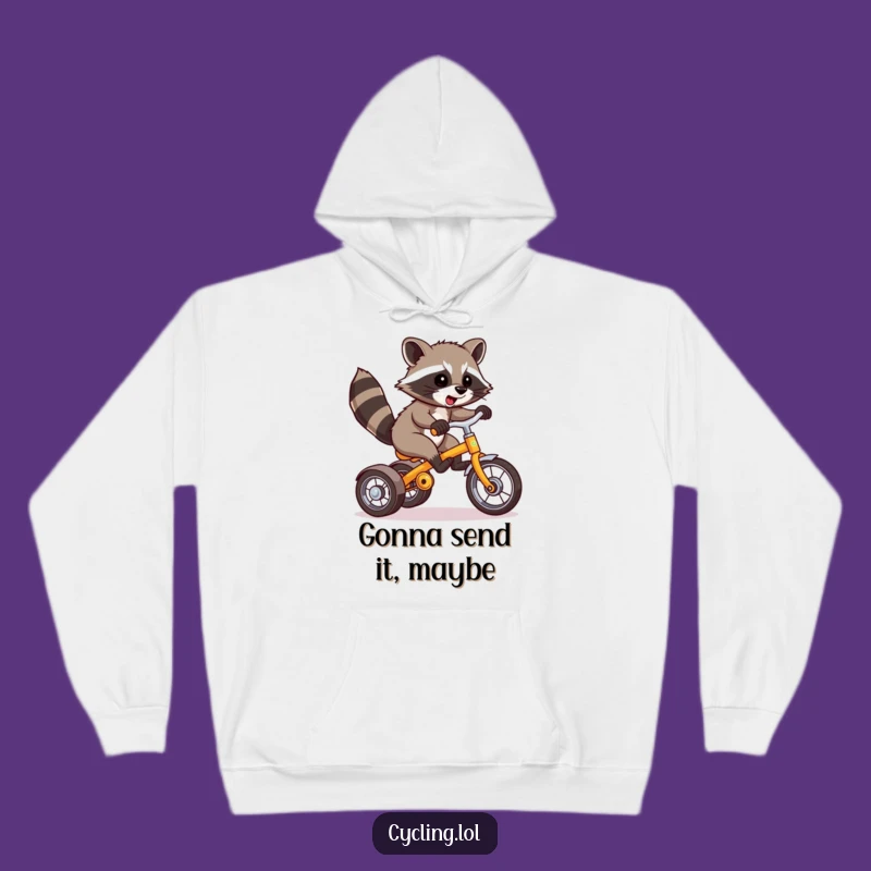 Funny Raccoon Wheelie Tricycle Hoodie - Cozy and Hilarious Winter Gift