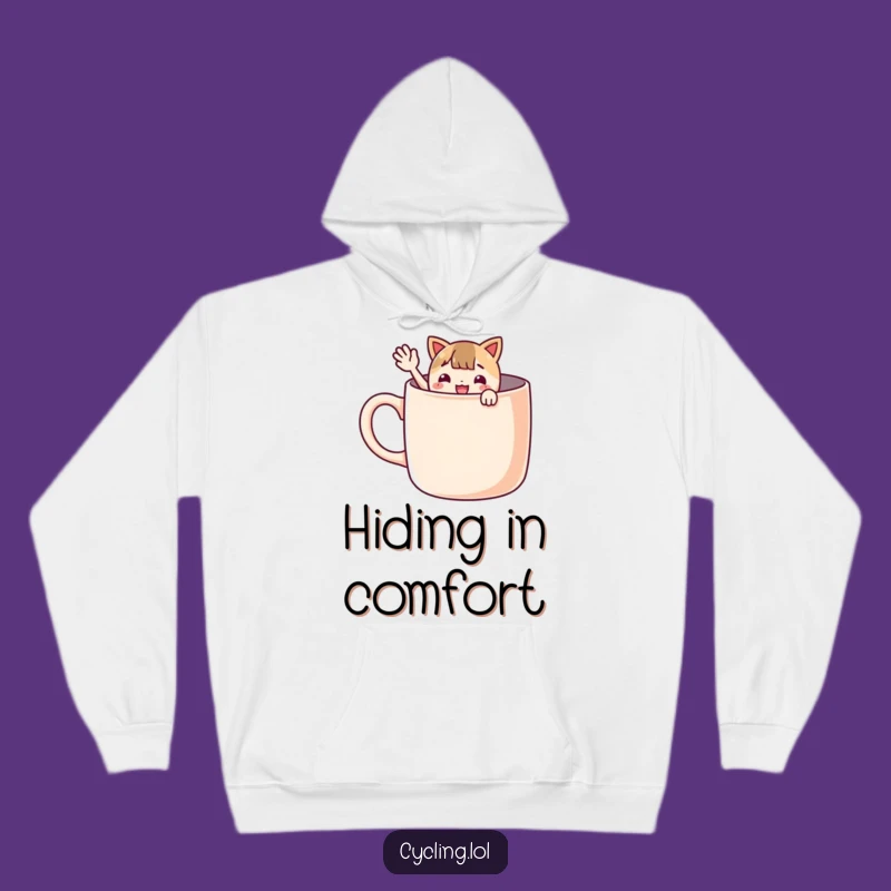 Cozy Funny Giant Mug Peek Hoodie: Waving Character Comfort, Warm & Funny Gift