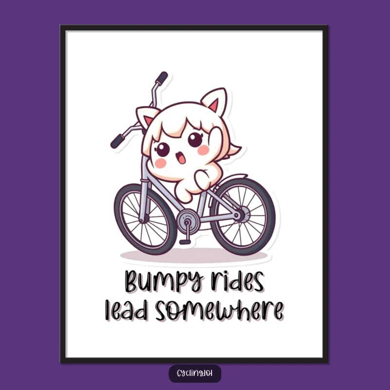 Free Printable Wall Art: Wobbly Cyclist, Funny Kawaii Fall Downloadable Art