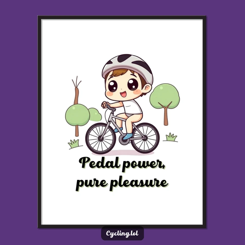 Free Printable Wall Art: Funny Uphill Bike Ride Joyful Character Downloadable Art