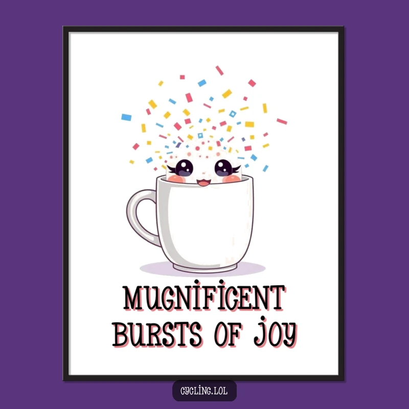 Free Printable Wall Art: Mug Burst Character, Whimsical Decor - Downloadable Art