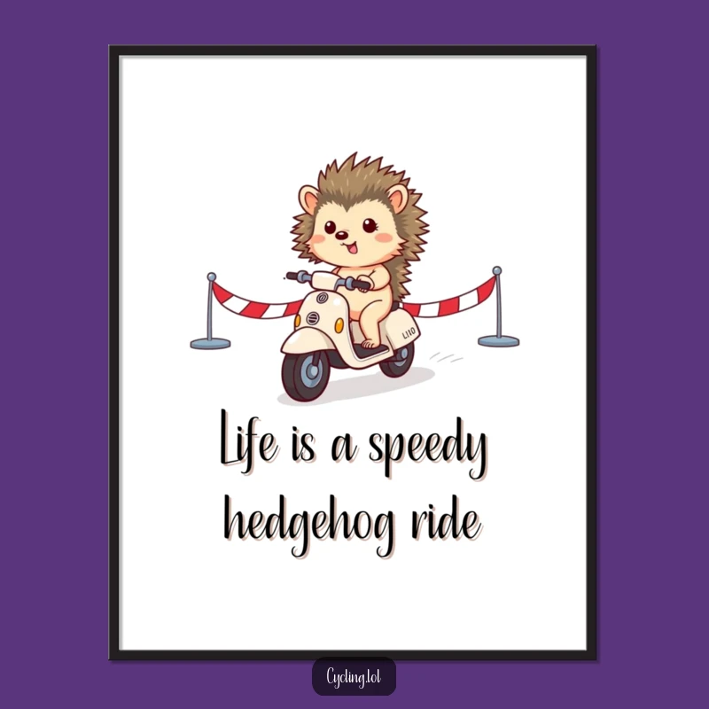 Funny Free Printable Wall Art: Hedgehog Scooter Champ, Downloadable Decor for a Quirky Touch