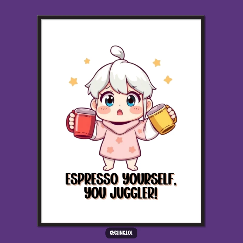 Funny Free Printable Wall Art: Surprised Mug Juggler Downloadable Decor
