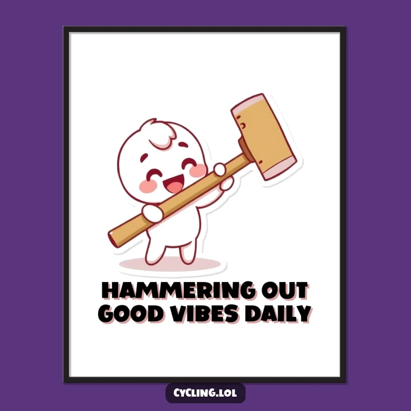 Funny Free Printable Wall Art: Hammering Character DIY Decor Downloadable Gift