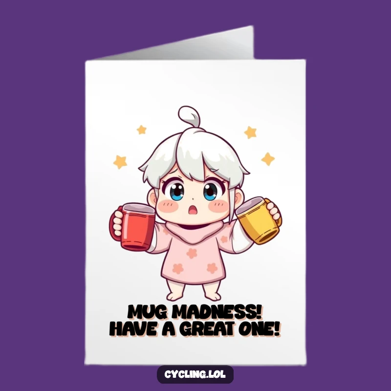 Funny Free Printable Birthday Card: Surprised Mug Juggler Downloadable Greeting