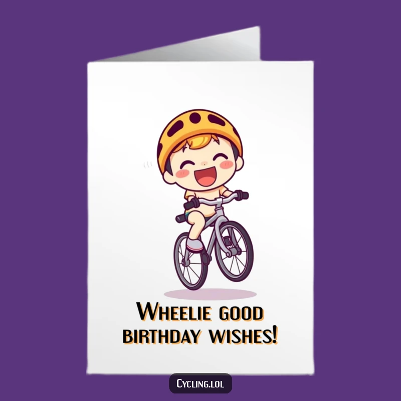 Free Printable Birthday Card: Kawaii Wheelie Rider, Fun Downloadable Gift for Riders!