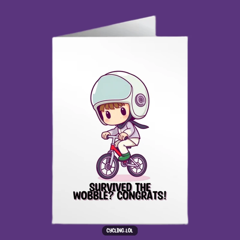 Free Printable Congrats Card: Wobbly Unicycle Balance Character Funny Downloadable