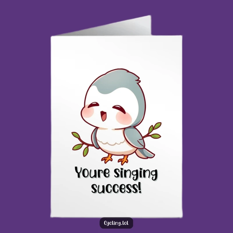 Free Printable Congratulations Card: Bird Sounds Character, Joyful News, Humorous Celebration, Downloadable
