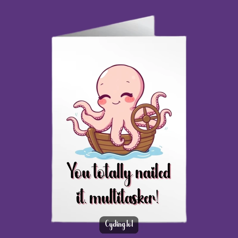 Free Printable Octopus Congrats Card: Winking Sailor Tentacle Success Downloadable